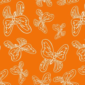 butterflies pattern line drawing orange white 2