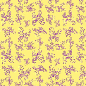 Butterflies Line Drawing purple yellow 1