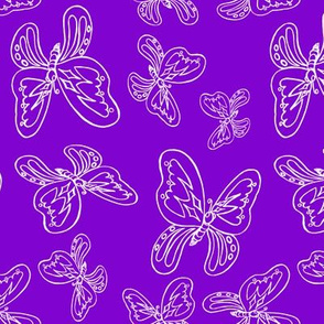 butterflies pattern line drawing white purple 1