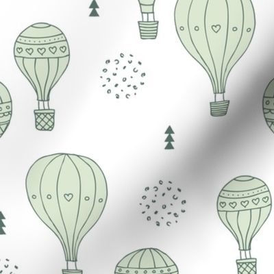 Sweet dreams hot air balloon sky scandinavian geometric style design gender neutral mint green LARGE