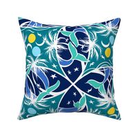 Whale Song Sun Moon +Stars|Navy/Cool Green