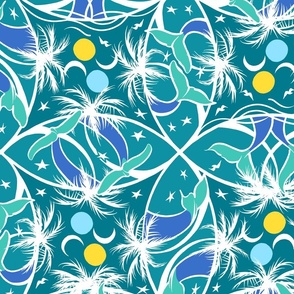 Whale Song Sun,Moon+Stars|Cool  Greens+Blue