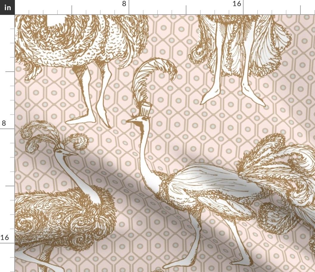 Large Scale Pink Fancy Ostriches