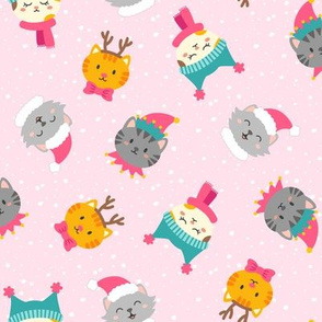 Cute Christmas Kitties on Pink