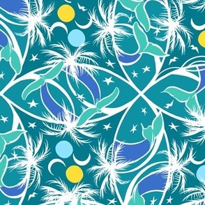 Whale Song Sun Moon+Stars|Cool  Greens+Blue