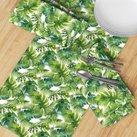 Lush Green Monstera And Palm Leaf Pattern Smaller