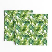 Lush Green Monstera And Palm Leaf Pattern Smaller