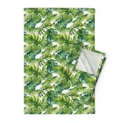 Lush Green Monstera And Palm Leaf Pattern Smaller