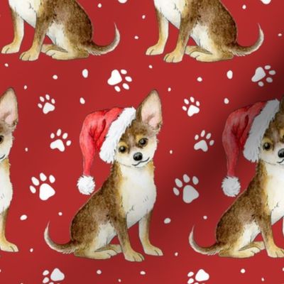 Christmas Chihuahua Dogs on lipstick red - large scale