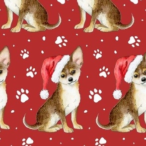 Christmas Chihuahua Dogs on lipstick red - large scale