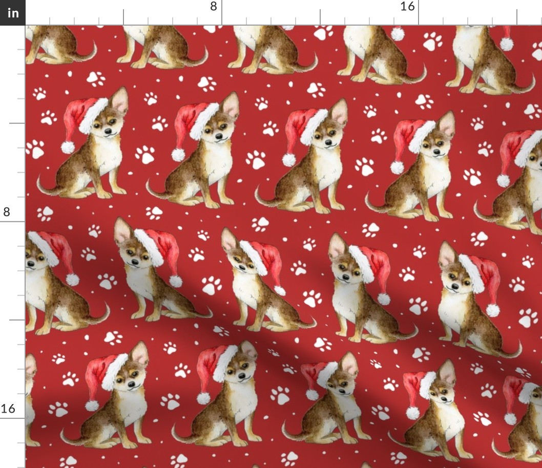 Christmas Chihuahua Dogs on lipstick red - large scale