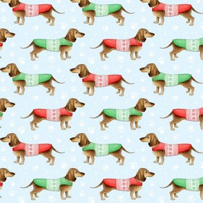 Christmas Dachshunds on cloud - medium scale