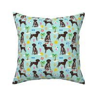 german shorthaired pointer at the beach fabric - gsp fabric - light blue