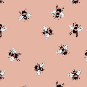 Lovely summer bee boho garden watercolor bumble bees new life nursery coral apricot pink