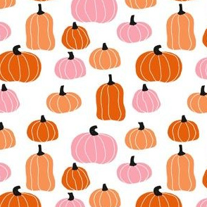 minimal pumpkin fabric - white and pink