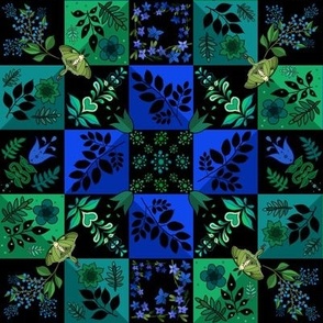 Enchanted Garden in Blues and Greens
