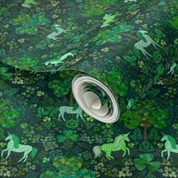 Irish Unicorns in the Celtic Woods (Dark Green tiny scale) 