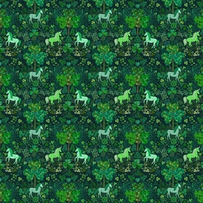 Irish Unicorns in the Celtic Woods (Dark Green tiny scale) 