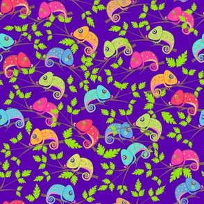 Chameleons on Purple Background