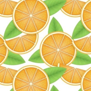 Sliced Oranges Pattern on White