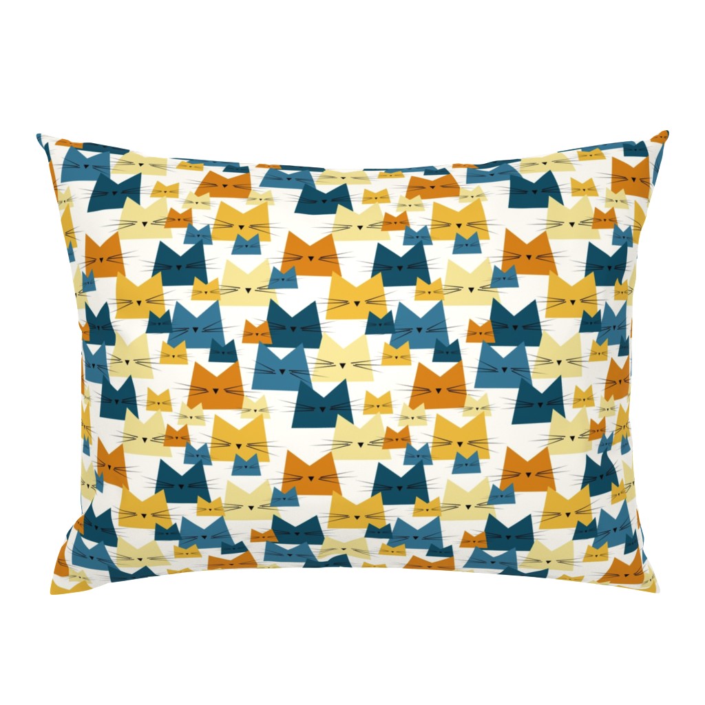 cats - nala cat peacock - geometric cats - cats fabric