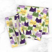 cats - nala cat lavender - geometric cats - cats fabric