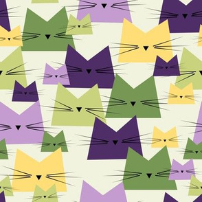 cats - nala cat lavender - geometric cats - cats fabric