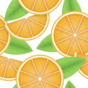  Sliced Oranges Pattern on White - large print