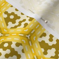 Hexagonal Plaid (Gold w/ Cells, 2")