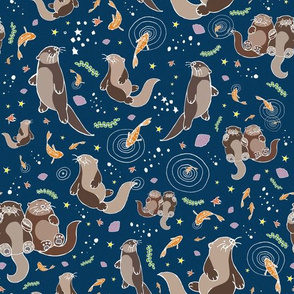 Sea Otters at Night