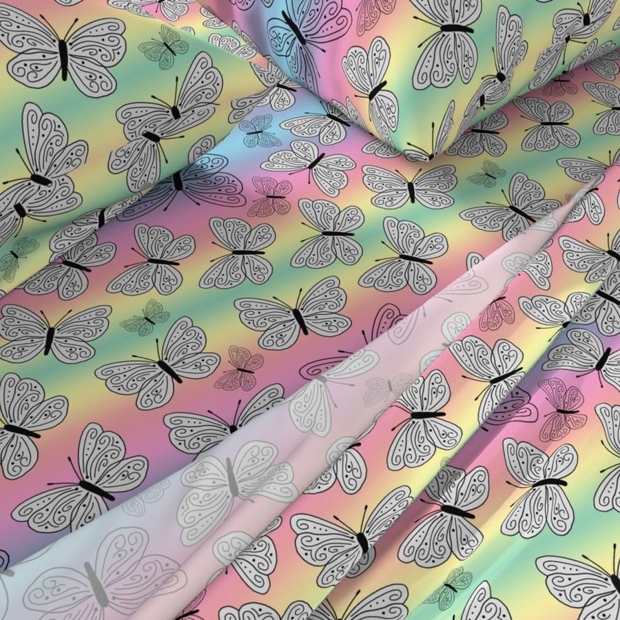 Gossamer Butterfly Lace #2 - pastel rainbow, large 