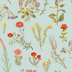 Spoonflower Fabric - Spring Vintage Floral Flowers Botanical