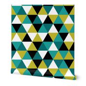 black + citron + teal triangle wholecloth