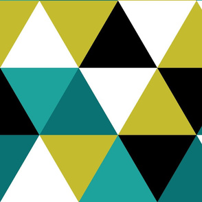 black + citron + teal triangle wholecloth