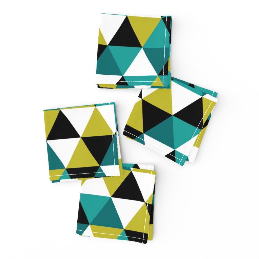 black + citron + teal triangles