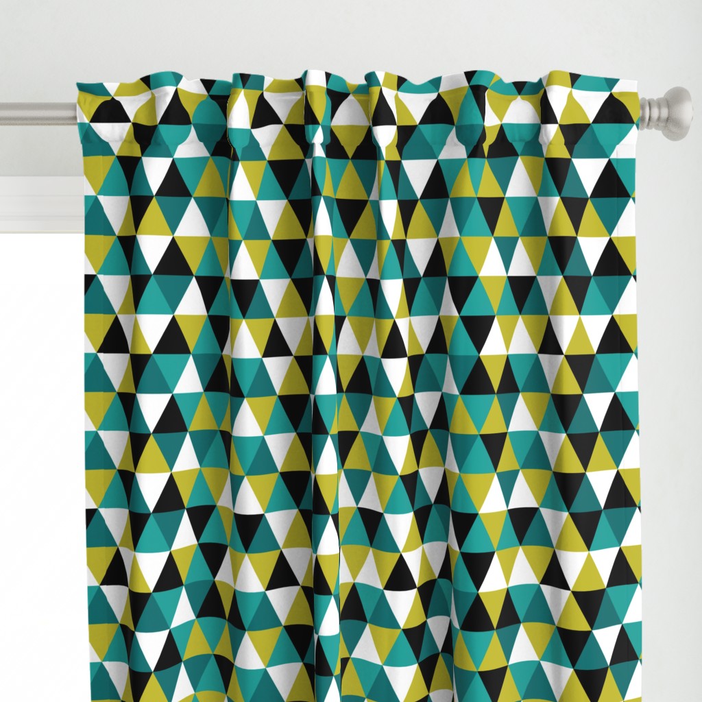 black + citron + teal triangles