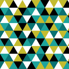 black + citron + teal triangles