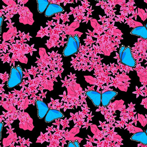 Hot Pink Floral Morpho Butterfly