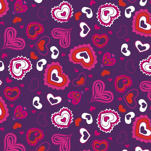 Valentine Hearts Purple