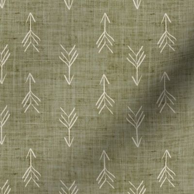 Olive Sketch Linen Effect Boho Arrows