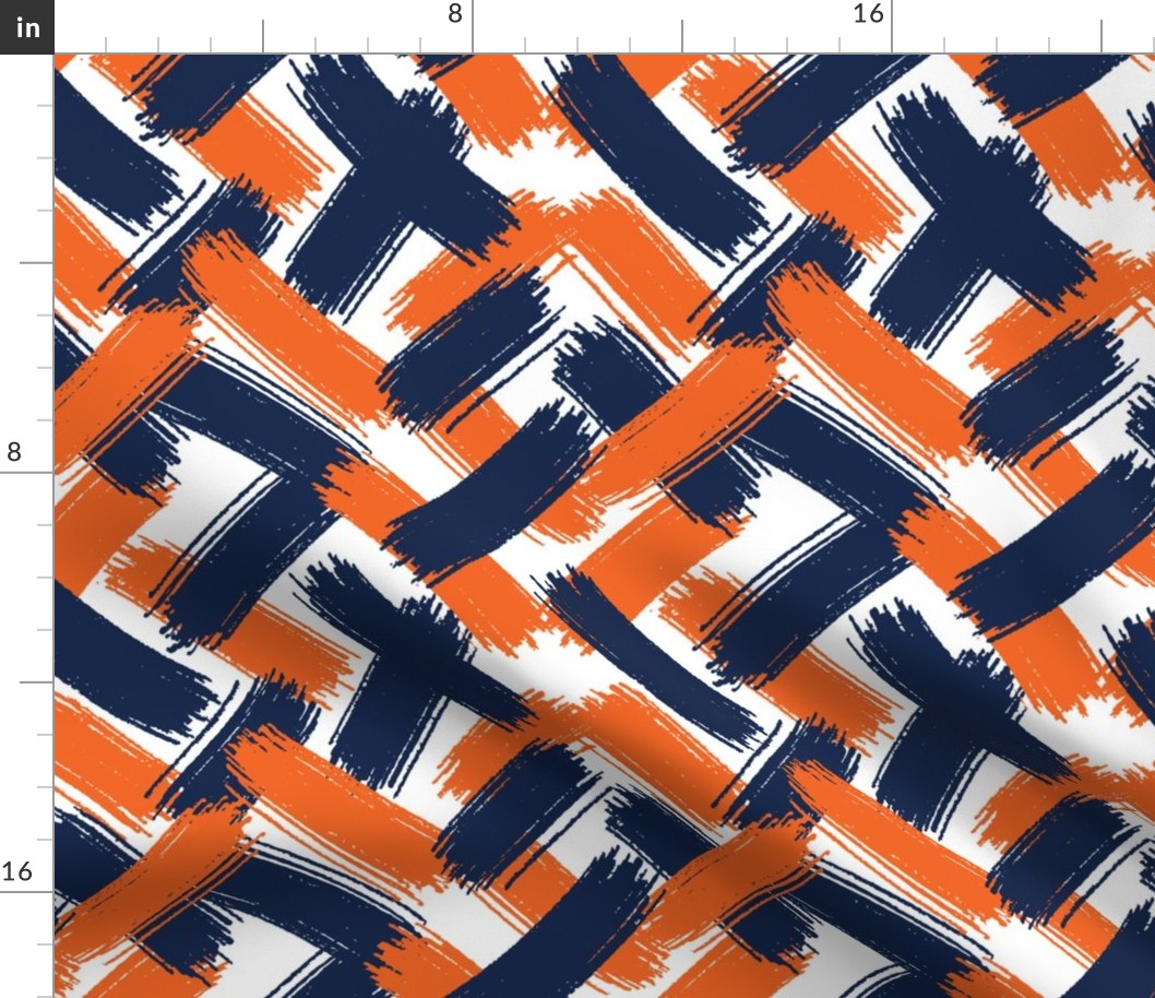 Navy and Orange Team Color Brush Strokes