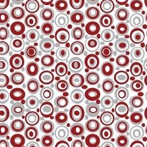 Crimson and Grey Team Color Retro Circles