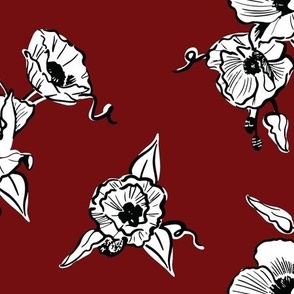 Garnet and Black Team Color Poppies Small