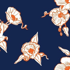 Navy and Orange Team Color Poppies Small