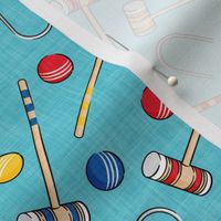 Croquet Set - sports - summer lawn - yellow, red, and blue (blue) - LAD20