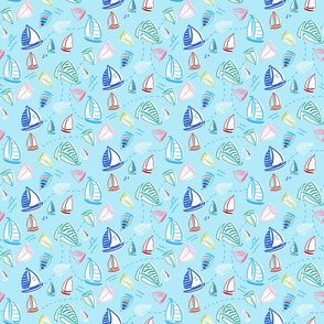 ditzy sailboats -baby blue smaller scale