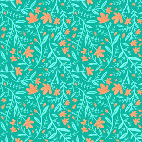 Buds and Blooms (green + coral)