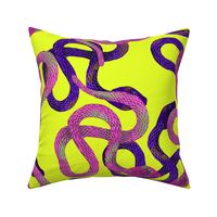 Pile of Pink and Purple Snakes on Yellow