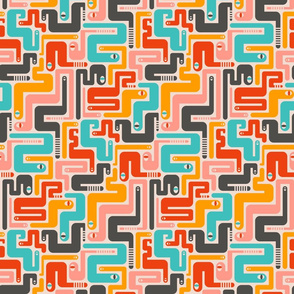 Retro Rattlers Mid Century Modern Snake Pattern - SMALL SCALE-UnBlink Studio by Jackie Tahara