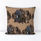 brown and black Newfoundland dog fabric